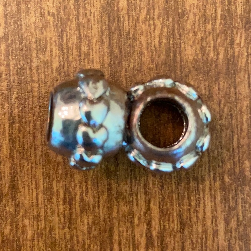 European (Euro) Silver Tone Heart Banded Bead